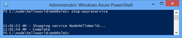 Stato del comando Stop-AzureService