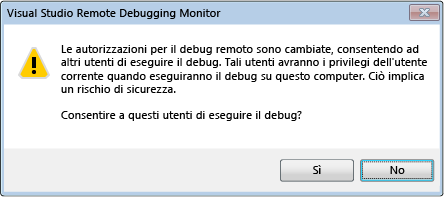 Finestra di dialogo di errore
