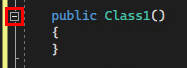 Screenshot del pulsante di riduzione strutturale nella barra degli strumenti dell'editor di testo in Visual Studio 2022.