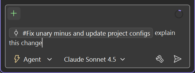 Schermata che mostra Copilot Chat con un commit allegato utilizzato come contesto per un prompt.