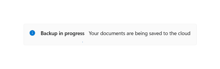 Esempio di InfoBar nello stato predefinito con una barra di avanzamento indeterminata