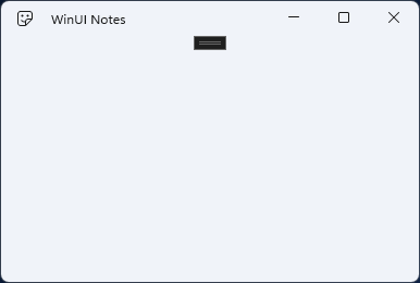 La finestra dell'app Note WinUI vuota con l'icona e il nome dell'app nella barra del titolo.