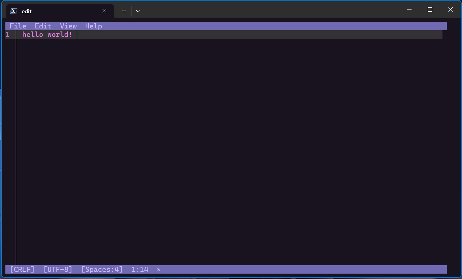 Screenshot dell'editor di testo Edit
