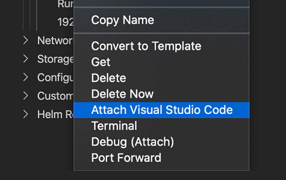 schermata di collegamento di Docker di VSCode
