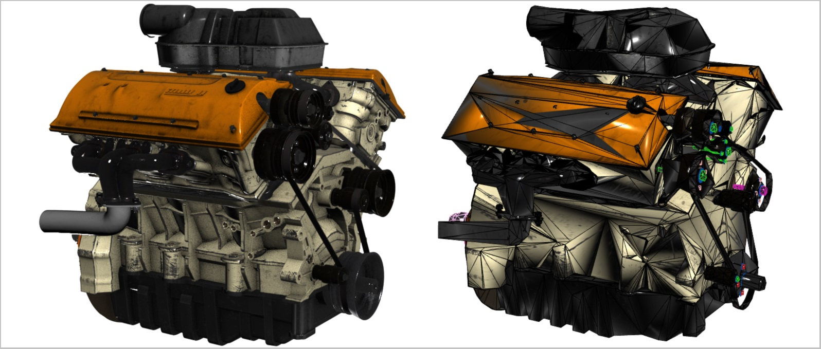 Screenshot che mostra il confronto di due modelli 3D.