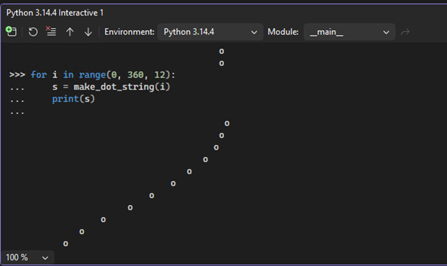 Visual Studio の対話型ウィンドウで前のステートメントを編集する方法を示すスクリーンショット。