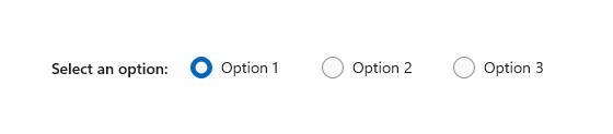 RadioButtons グループでラジオ ボタンが1つ選択されています