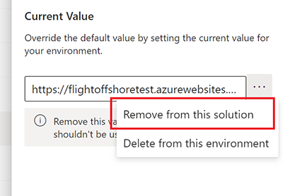 Captura de tela que mostra o botão Remover desta solução.
