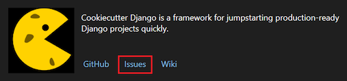 Captura de tela que mostra como abrir a lista de problemas conhecidos para um modelo no Cookiecutter Explorer.