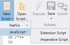 Captura de tela do menu de script no WinDbg.