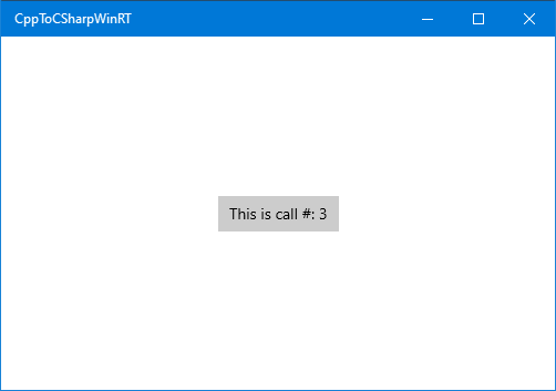 Captura de tela do Windows C++/WinRT chamando um componente em C#