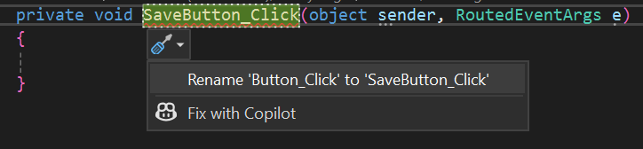 A interface pop-up de renomeação do método no Visual Studio.