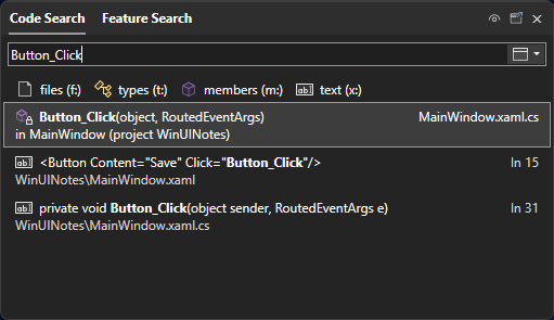 Pesquisa em Visual Studio